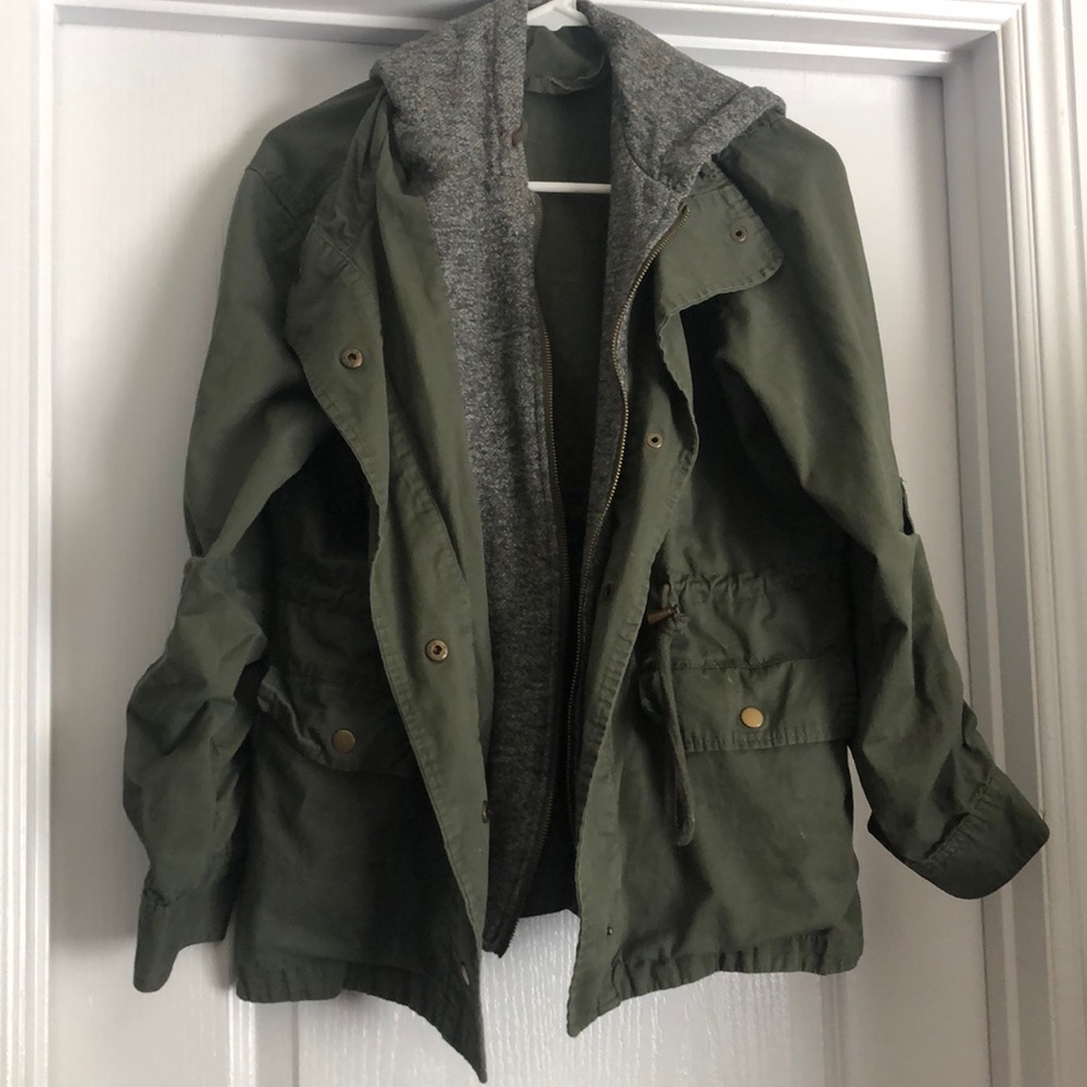 Green jacket with sweatshirt